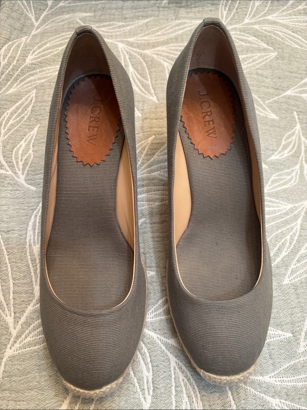 J. Crew Canvas Espadrille Wedges Sage Green- Lightly Used